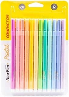 Caneta Hidrocor Compactor Neo Pen Gigante Estojo 012 Cores Pastel