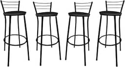 KIT Jogo 4 Banqueta Alta Preta Balcão Cozinha Sala Jardim