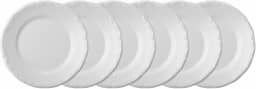 Porcelana Schmidt, Estojo com 6 Pratos Rasos em Porcelana - Modelo Redondo com Relevo Pomerode - Branca