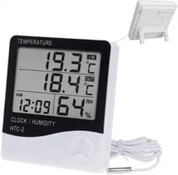 Higrômetro Digital com Termômetro LCD | Medidor de Umidade e Temperatura | Display Grande | Uso Interno | Precisão e Resposta Rápida | Para Casa, Escritório, Quarto e Ambientes Sensíveis