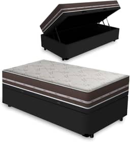 Cama Box com Baú Solteiro King + Colchão de molas - Anjos - Classic Superlastic 96cm