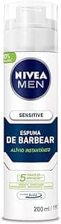 NIVEA MEN Espuma de Barbear Sensitive - Para peles sensíveis, alivia vermelhidão, com extrato de camomila e vitamina E, deslizamento suave da lâmina, reduz irritações, textura em espuma - 200ml