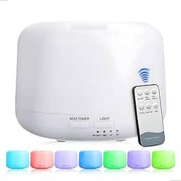 Difusor de Aromas Elétrico, Umidificador de Ar RGB 300ml, Difusor de Oleo Essencial 7 Cores Led Com Controle Remoto Abajur Led para a sua casa, ambiente de trabalho