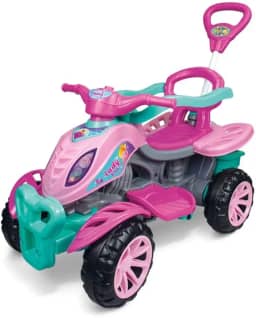 Quadriciclo Infantil Spider com Haste, Carrinho de Passeio e Pedal, Ideal para Meninas e Meninos, Rodas Antiderrapantes, Anel de Limitação e Suporte para Bolsa Diversão e Segurança (Multicor)