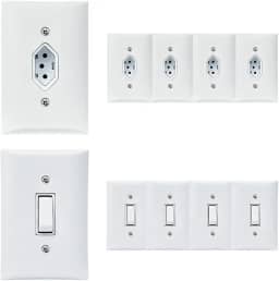 Kit 5 Tomadas Simples 2p+t 10A + Kit 5 Interruptores Simples 1 Tecla Com Espelho Branco Com Inmetro Bivolt 127V e 250V