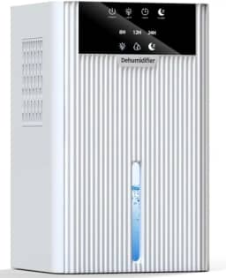 Desumidificador de Ar Ultra Silencioso, 2200ml, Branco, 25W, 7 Cores LED, Modo Noturno, Controle de Umidade para Quarto, Banheiro e Sala