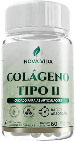 Colágeno Tipo 2 Concentrado 500mg – Alta Absorção – Suporte para Articulações, Cartilagens e Mobilidade – Fórmula Premium - 60 Cápsulas.