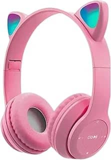 Fone de Ouvido Infantil Gatinho LED – Headphone Estéreo Colorido Fofo Confortável e Ajustável para Crianças