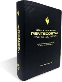 Bíblia de estudo pentecostal para jovens - Média preta