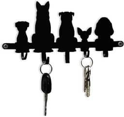 Porta Chaves Parede Decorativo, Gancho, Suporte Chaves Cachorros, preto - GEGUTON