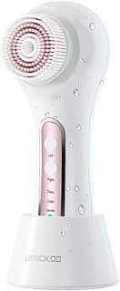 UMICKOO Esfoliante facial, escova de limpeza facial, recarregável, IPX7, à prova d'água, com 5 cabeças de escova, escova elétrica giratória facial para esfoliação, massagem e limpeza profunda