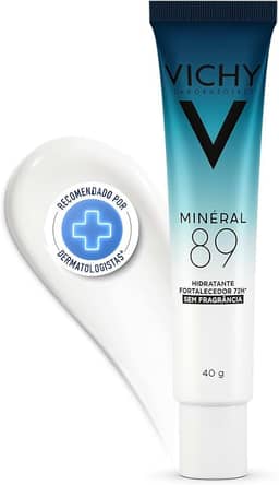 Vichy Minéral 89 Creme Hidratante Facial Fortalecedor e Reparador com Ácido Hialurônico, Vitamina B3 e Esqualano, Hidratação por 72h para todos os tipos de pele, 40ml