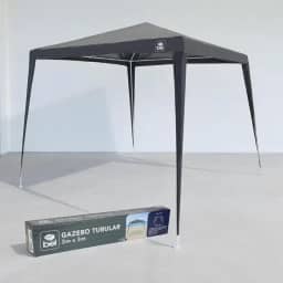 Gazebo Tenda Bel Cinza Tubolar Facil de Montar com Bolsa para Tranporte para Praia e Piscina