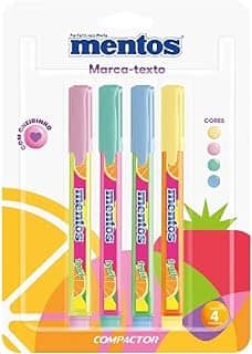 Caneta Marca Texto, Compactor, Mentos, Com Cheiro, 4 Cores