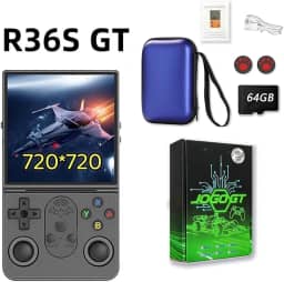 R36S GT Retro Console de videogame portátil,64GB pré-instalado com mais de 15.000 jogos,tela IPS HD de 4 polegadas,bateria de 3500 mAh,console portati， console de videogame (cor: preta)
