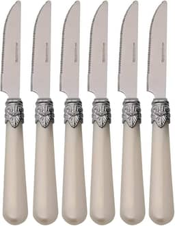 Mimo Style Faca de Churrasco Romântico, Aço Inoxidável e Cabo Polipropileno. Tem o Estilo Vintage e Elegante Para Completar Sua Mesa. Ideal para Todas as Ocasiões. Livre de BPA, Resistente e Durável