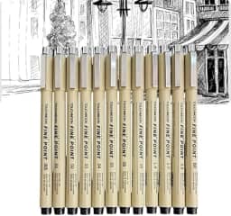 Conjunto 12 Canetas Nanquim Profissionais à Prova d’Água – Pontas 0.2 a 3.0mm | Kit Nankin para Mangá, Desenho Técnico, Lettering, Brush Pen e Caligrafia – Traço Preciso Secagem Rápida