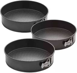 Conjunto com 3 Formas Redondas de Alumínio – Fundos Removíveis e Revestimento Antiaderente para Bolos e Tortas – Tamanhos 24, 26 e 28 cm - Premium