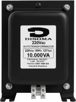 Transformador 10.000VA com Conector Sindal Bivolt 110V/220V – Disoma | Potência Real 5.550W | Para Solda, Ventilador de Janela e Equipamentos Potentes