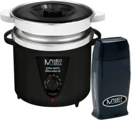 Kit Panela Depilação Termocera 900g Com Refil Preta + Aquecedor de Cera Roll-on Preto