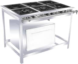 Fogão Industrial Venâncio 6 Bocas 3 Duplas a Gás Baixa Pressão Inox com Forno Ei6d3f