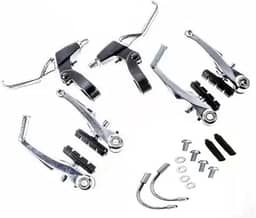 FREIO V-BRAKE COM MAÇANETA DE ALUMINIO PRATA P/BICICLETA