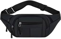 Pochete Masculina Motociclista Impermeável, Grande Capacidade, Uso na Transversal no Ombro ou na Cintura, Alça Tiracolo Ajustável, Múltiplos Bolsos, Bolsa Esportiva (PRETO)