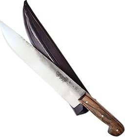 Faca Artesanal Rústica FACAS FR 10' em Aço Carbono com Bainha de Couro – Ideal para Churrasco, Cozinha Gourmet e Aventuras ao Ar Livre – Durabilidade e Precisão Profissional​