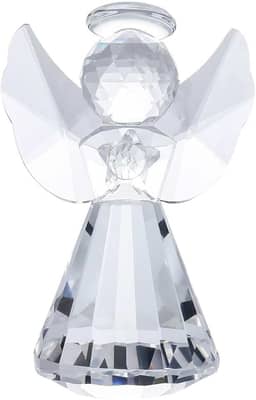 Mini Estátua Anjo Guardião Cristal 8 cm – Escultura Decorativa Premium, Proteção Espiritual e Presente Memorável para Casa, Escritório e Datas Especiais