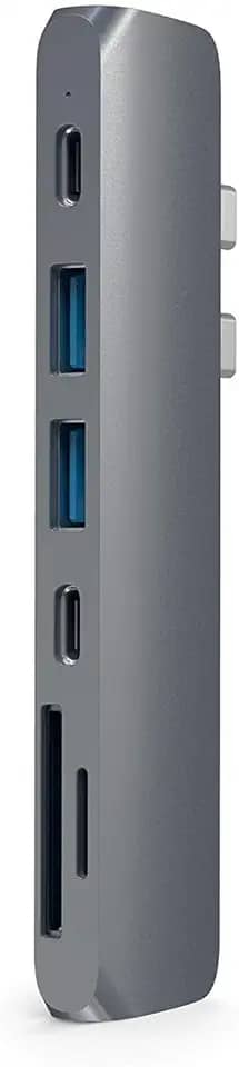 Satechi Adaptador Pro Hub Tipo-C com USB-C PD (40 Gbps), HDMI 4K, Dados USB-C, Leitor de cartões SD/Micro, USB 3.0 - Para M2/ M1 MacBook Pro/Air (Cinza Espacial)