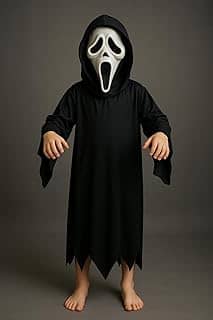 Fantasia Infantil Panico Capa Capuz Amostradinho Criança Halloween Vestido Roupa