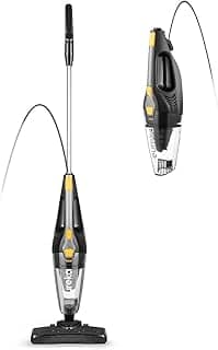 EUREKA Upright Home Pelo para animais de estimação NES210, aspirador de pó leve, aspirador de pó portátil com fio de sucção potente para piso duro e tapete, preto escuro, 15 x 25 x 111 cm