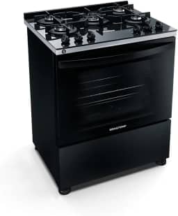Fogão Brastemp 5 Bocas Preto Com Mesa de Vidro e Turbo Chama - BFS5VCE BIVOLT