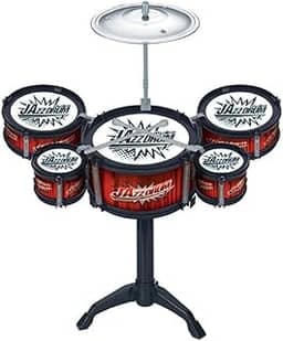Genérico Mini Bateria Infantil com 8 Peças, Prato, Tambor e Baquetas, para Brincar e Desenvolver Coordenação Musical