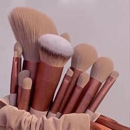 Kit Pincéis de Maquiagem Profissional 13 Peças com Bolsa | Cerdas Macias Alta Densidade | Para Base, Pó, Contorno, Olhos e Boca
