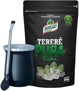 Barão de Cotegipe, Erva Mate Tereré Black Pura Folha 500g Barão Kit Copo Bomba
