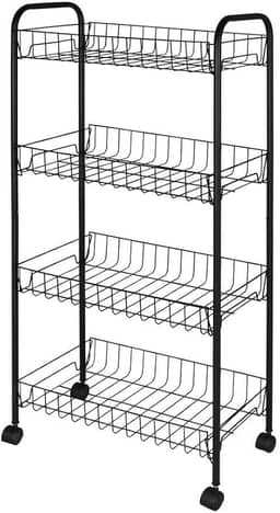 Mor - Fruteira com Rodas 4 Andares Preta