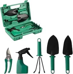 Kit de Jardinagem 5 Peças com Maleta – Completo para Cuidar do Seu Jardim | Ferramentas para Jardim | Cuidar de Plantas | Tesoura | Borrifador | Pás | Ancinho