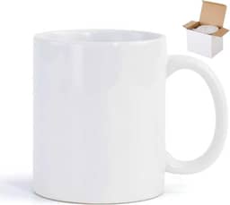 Caneca de café de cerâmica, canecas de sublimação, caneca de café branca de 325 ml, com caixa de embalagem, lavável na máquina, xícaras de chá de porcelana leve e brilhante com alça, xícaras