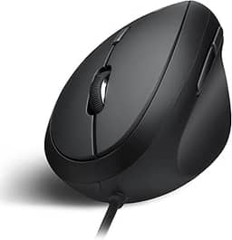 Perixx PERIMICE-519 Mouse vertical ergonômico com fio - design pequeno portátil - 105 x 67 x 58 mm - destro, preto
