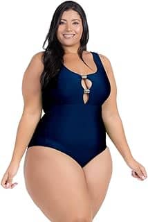Maiô Plus Size Moda Praia Com Bojo Alta Sustentação Tecido Com Leve Compressão Disfarça a Barriguinha