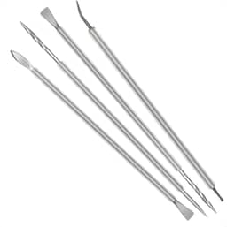 Kit com 4 Diversos Cutícula - Espátula, Denencravador, Bastão e Espátula Mista - Isis Cutelaria Pro Inox Silicone Transparente