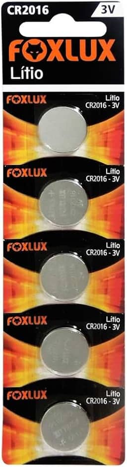 Foxlux Bateria de Lítio 3V CR2016 - Blister com 5 Unidades