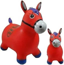 Cavalinho Pula Pula Infantil Efeitos Sonoros Emite Luz Brinquedo Upa Upa Inflável para Crianças Resistente (Vermelho, Padrão)