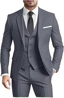 Terno masculino 3 peças slim fit formal negócios casamento 2 botões blazer colete conjunto calça smoking