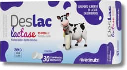 Deslac Lactase 10.000 U.FCC Enzima Digestão Lactose 30 Comprimidos Mastigaveis Maxinutri