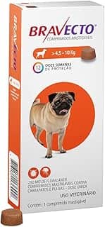 Bravecto® Cães 250mg - Antipulgas e Carrapatos - Cães de 4,5 a 10kg - 1 Comp. Mastigável - MSD Saúde Animal