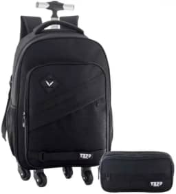 Kit Mochila 20” Com 4 Rodas 360 Escolar Juvenil Masculino Combino Conforto E Praticidade (Preto)