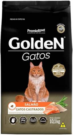 Golden Ração para Gatos Adultos Castrados Sabor Salmão - 10,1kg Premier Pet Adulto