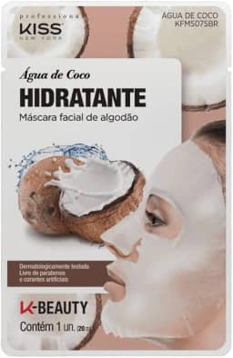 Kiss NY Professional Máscara Facial de Algodão - Água de Coco, Kiss New York Professional